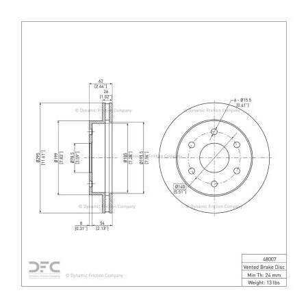 Dynamic Friction Co Disc Brake Rotor - 600-48007 600-48007